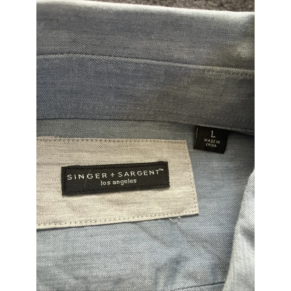 Singer‎ and Sargent Mens Size L Blue Long Sleeve Shirt